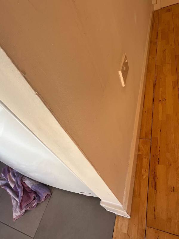 New white skirting fitted along the floor